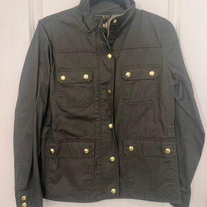 J.Crew Olive Green Utility Jacket Gold Button Style Small Spring Lightweight